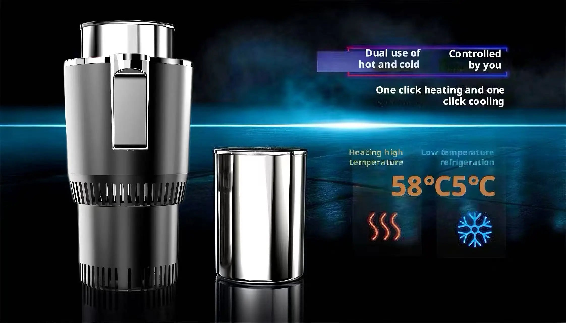 Car Intelligent Quick Cooling Cup Dual Use Rapid Freezer Holder Mini Fridge Heating And Cooling Cup for Hot And Cold Beverages