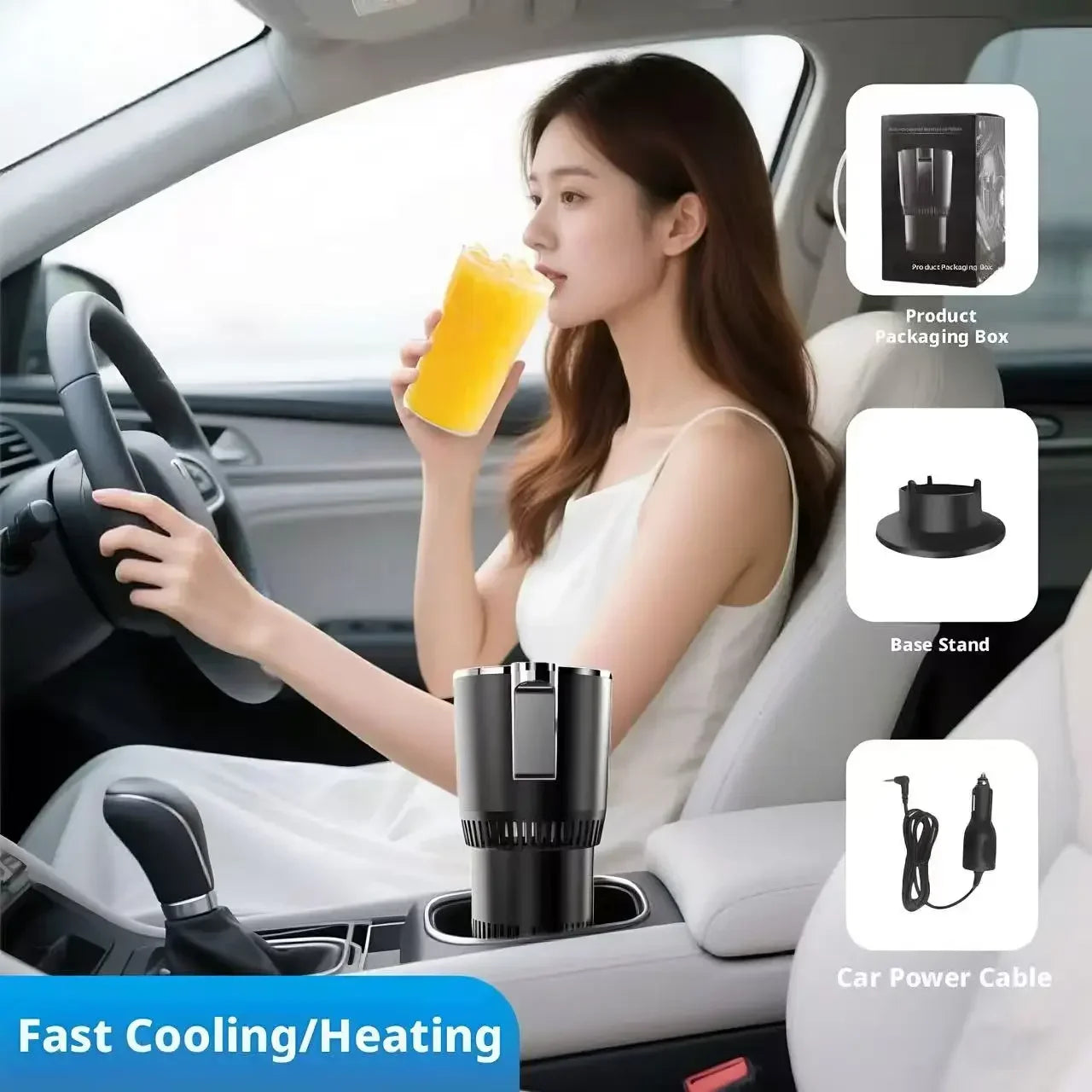 Car Intelligent Quick Cooling Cup Dual Use Rapid Freezer Holder Mini Fridge Heating And Cooling Cup for Hot And Cold Beverages