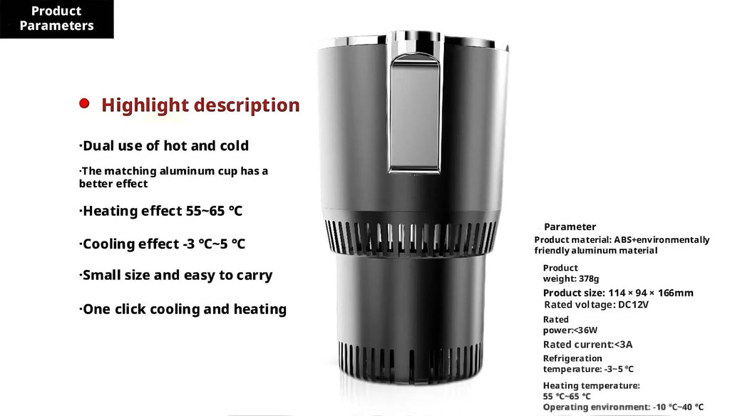 Car Intelligent Quick Cooling Cup Dual Use Rapid Freezer Holder Mini Fridge Heating And Cooling Cup for Hot And Cold Beverages